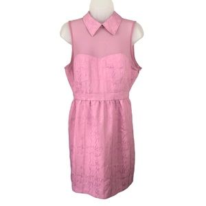 Women's Forever 21 Pink Sleeveless Mini Dress with Illusion Mesh neckline. Med.